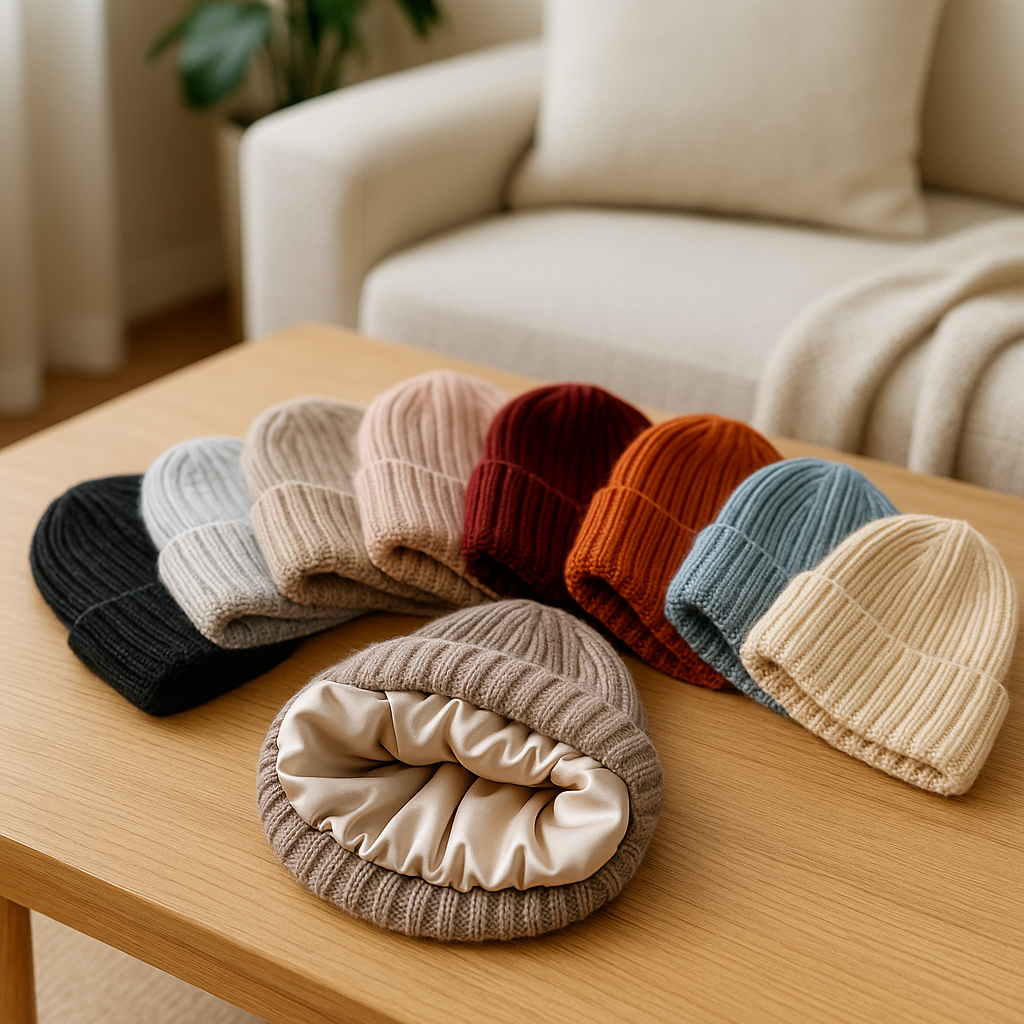 Satijnen Beanie – Warm hoofd, geen gepluisd haar