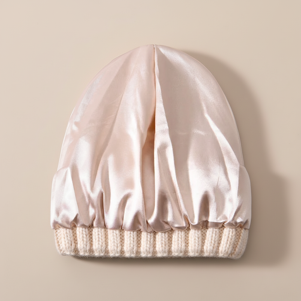 Satijnen Beanie – Warm hoofd, geen gepluisd haar